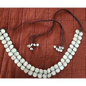 Y2K Vintage Bohemian Round Mother of Pearl shells tie Waist Women’s Belt Boho